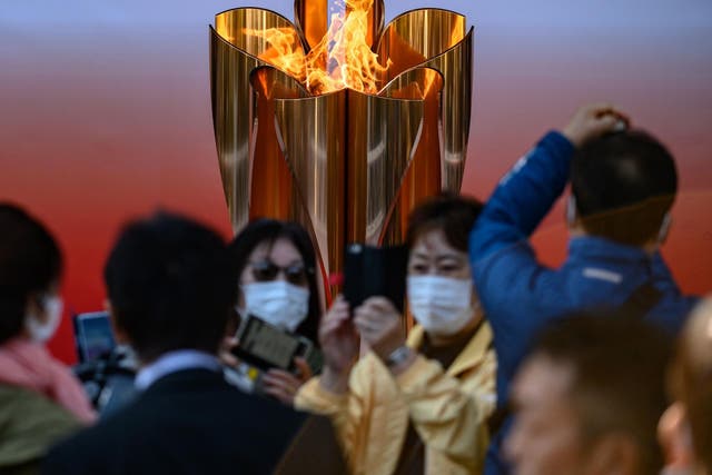 The Olympic flame will remain lit in Fukushima for a month