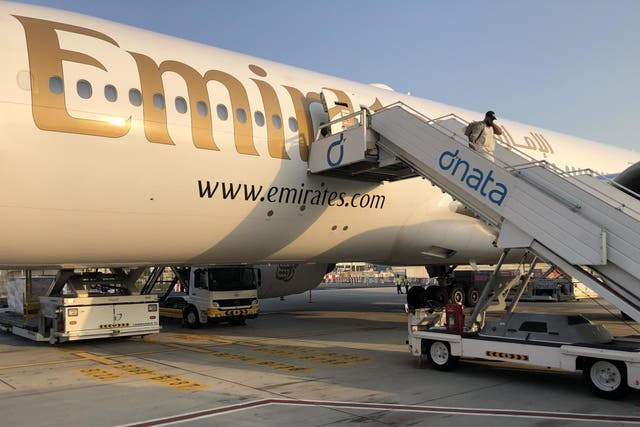 Ground stop: an Emirates Boeing 777 at Dubai airport, the airline's hub