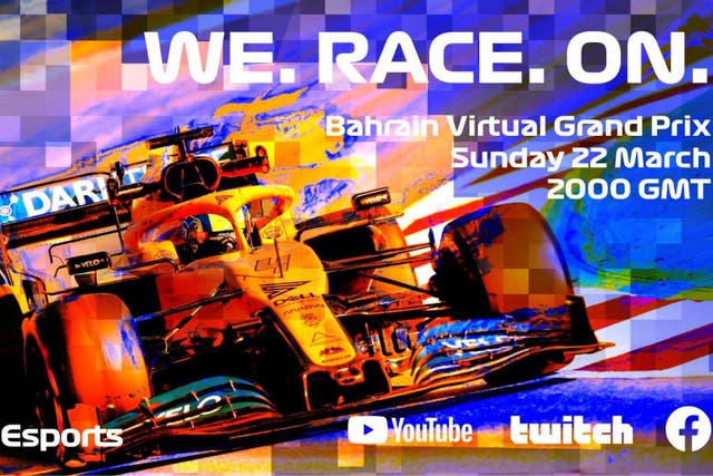 Formula One will feature the Virtual Bahrain Grand Prix live to replace this weekend's cancelled race