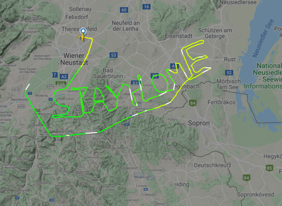 Pilot writes ‘stay home’ in the sky using flight path