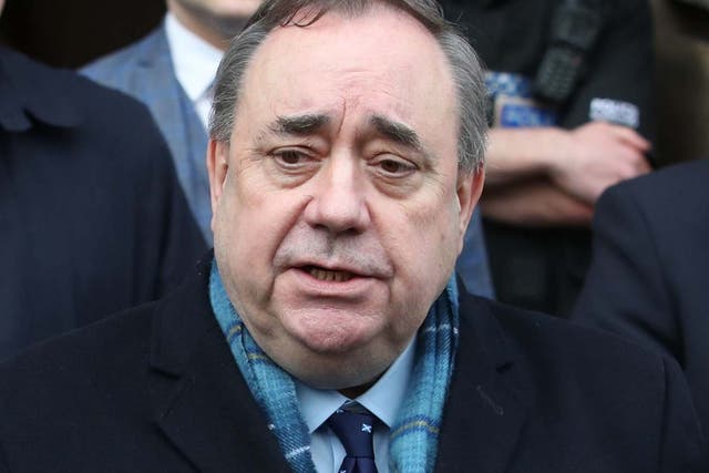 Alex Salmond speaks to the media as he leaves the High Court in Edinburgh after he was cleared of attempted rape