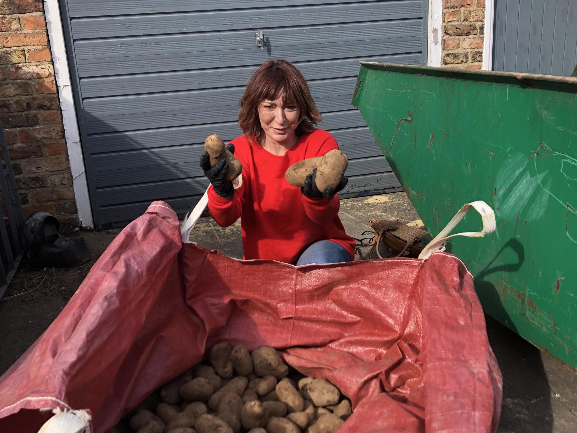 Susan Herdman and her family handpicked the potatoes to give away to local residents free of charge
