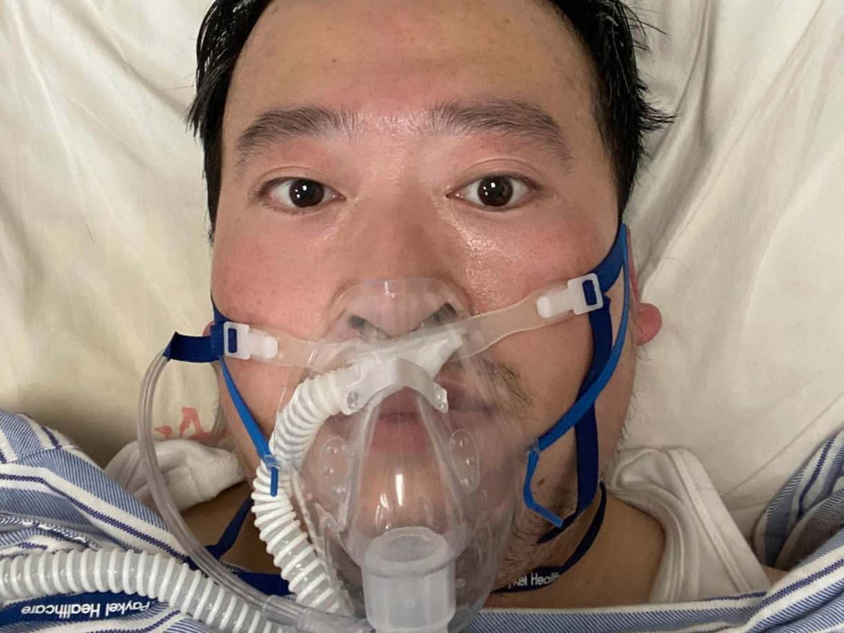 Ophthalmologist Dr Li Wenliang at The Central Hospital of Wuhan on 3 February 2020, four days before he died.