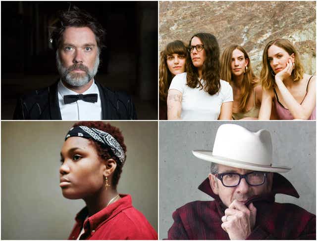 Clockwise from top left: Rufus Wainwright, The Big Moon, Elvis Costello, Arlo Parks