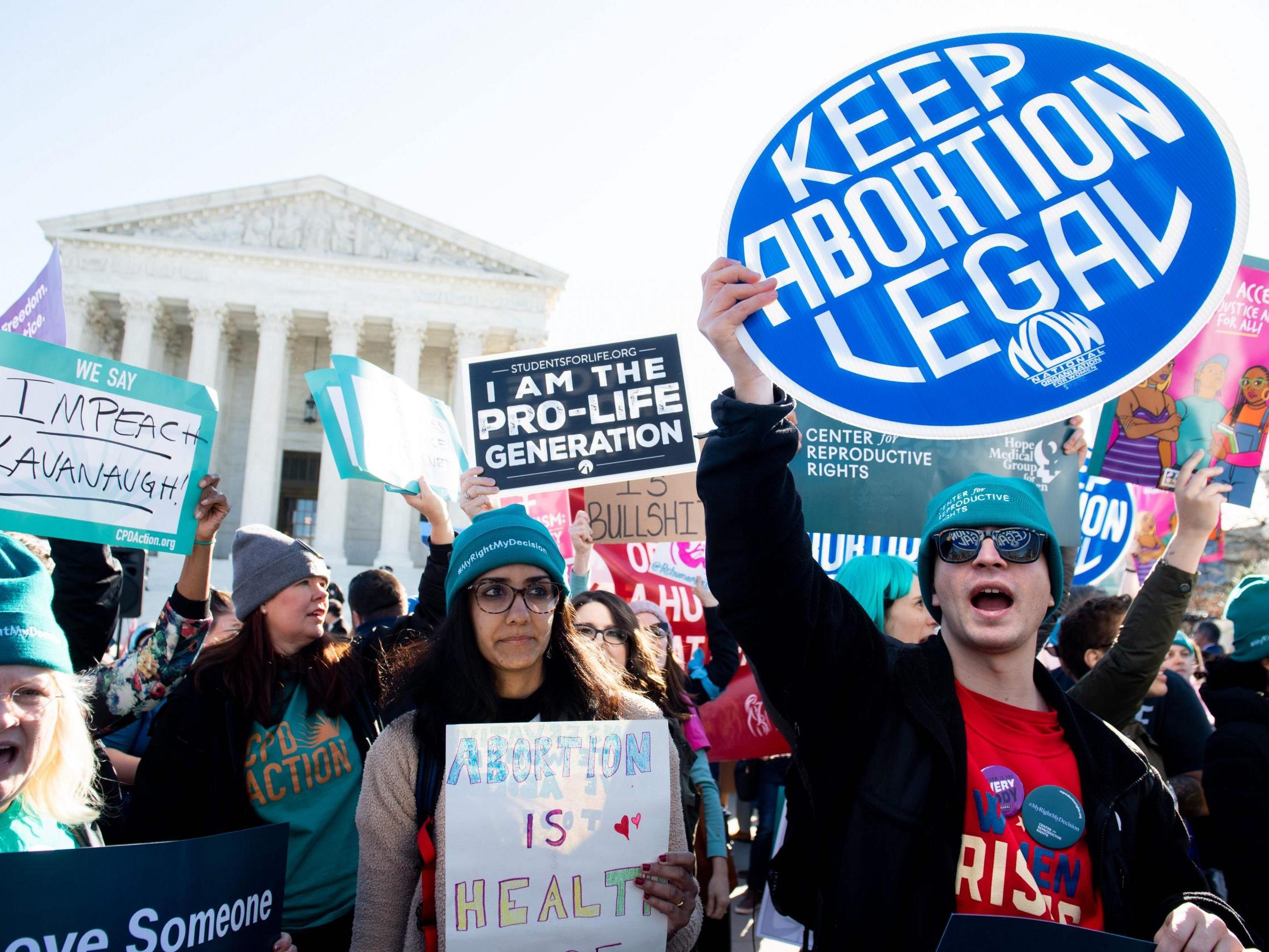 Pro-choice activists demonstrating on 4 March