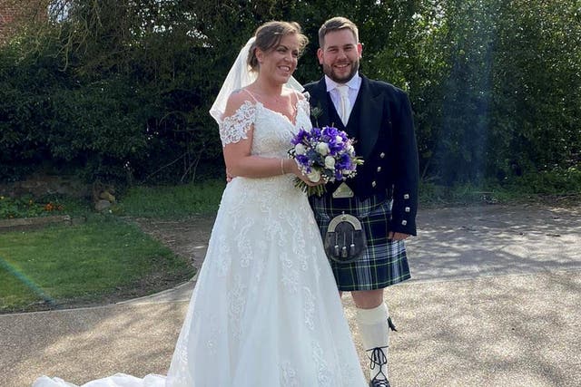 Fiona and Adam Gordon, who donated their wedding food to NHS workers, were married in front of two witnesses.
