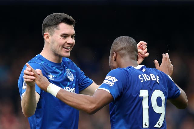 Michael Keane in action for Everton earlier this season