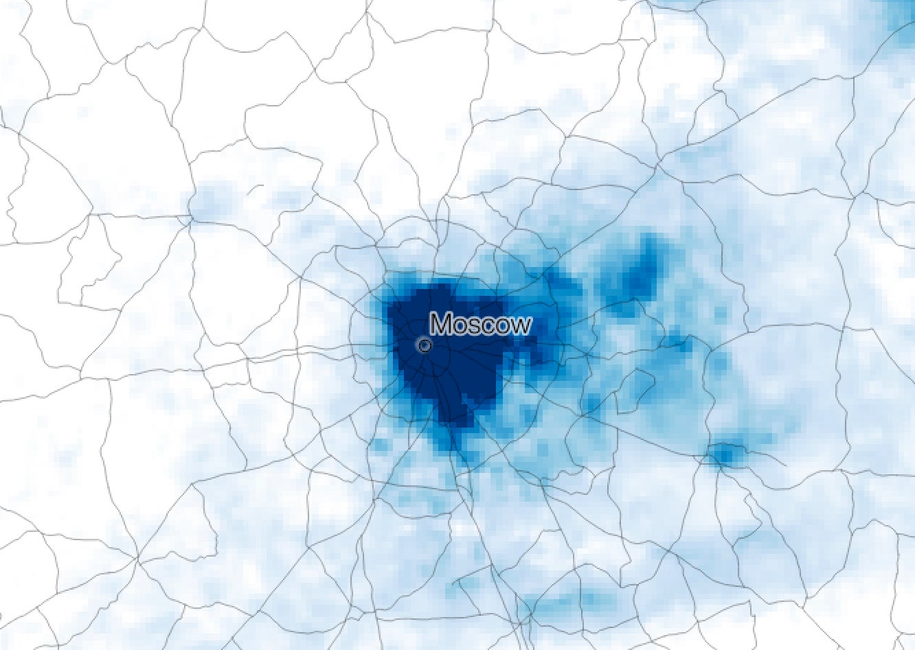 Satellite images show nitrogen dioxide (NO2) concentrations from 10 March to 22 March, 2019 in Moscow