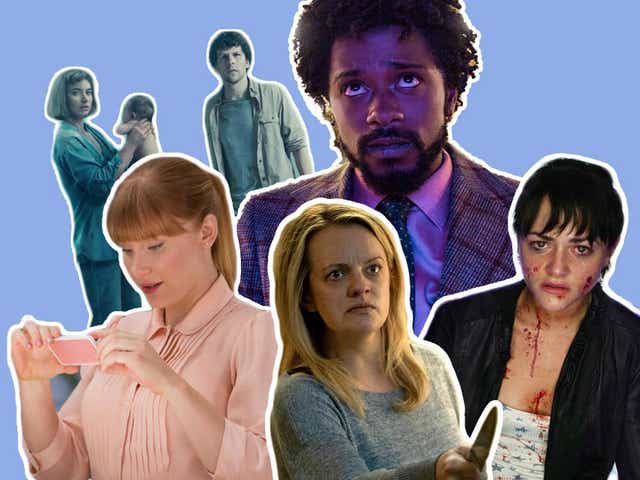 Life imitating art imitating life: Bryce Dallas Howard in ‘Black Mirror’, ‘Imogen Poots and Jesse Eisenberg in ‘Vivarium’, Lakeith Stanfield in ‘Sorry to Bother You’, Elisabeth Moss in ‘The Invisible Man’ and Jaime Winstone in ‘Dead Set’ (left to right)