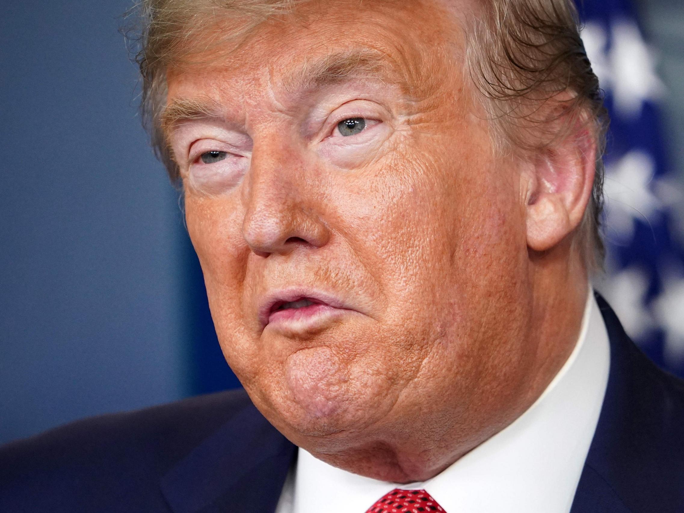 Donald Trump holds forth in the White House briefing room.