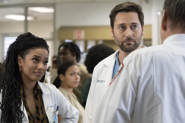 Freema Agyeman and Ryan Eggold in the US medical drama 'New Amsterdam'