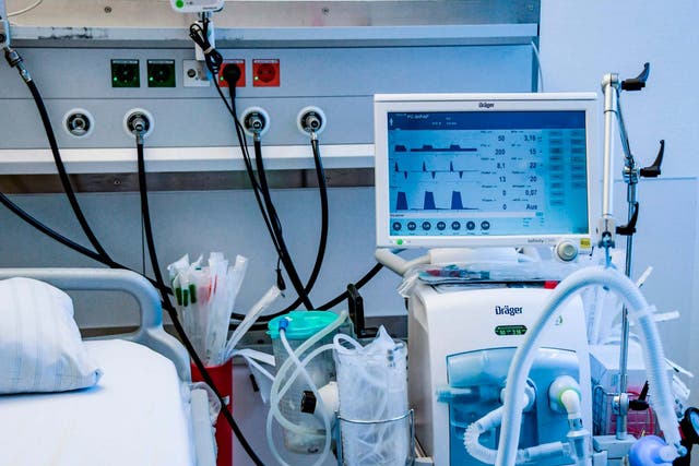 A ventilator is pictured during a doctors’ training session at a university hospital in Hamburg