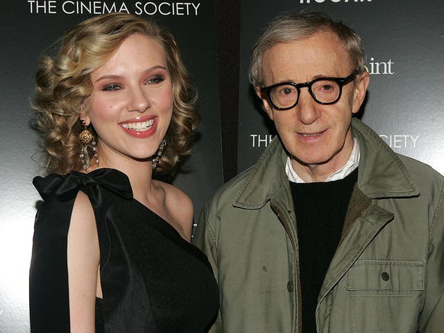 Scarlett Johansson and Woody Allen at the New York premiere of 'Match Point' in 2005