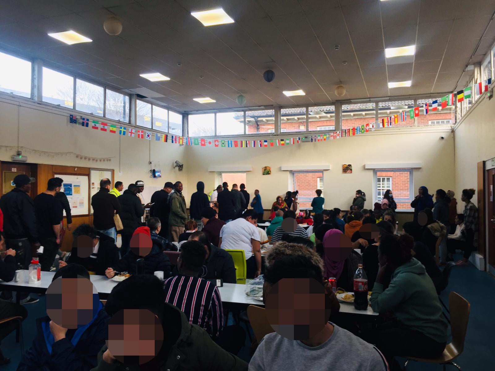 Photos emerged from an asylum accommodation centre in Wakefield, taken on Wednesday after the lockdown was put in place, showing more than 60 people eating and queueing for food in one room, with little distance between them