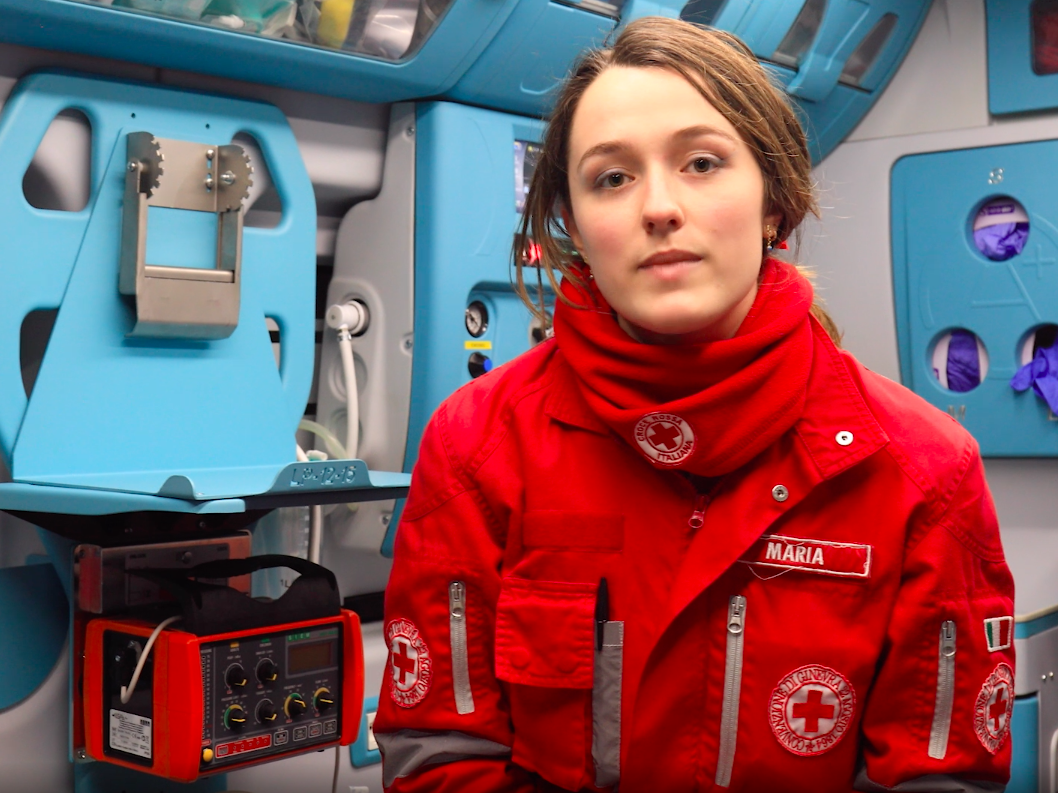 Maria, a 23-year-old Italian Red Cross volunteer, is helping emergency efforts in Lombardy