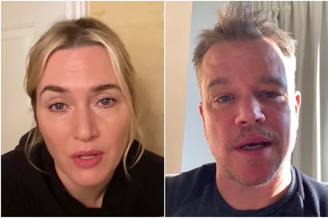 Kate Winslet and Matt Damon have issued public service announcements to help the fight against coronavirus