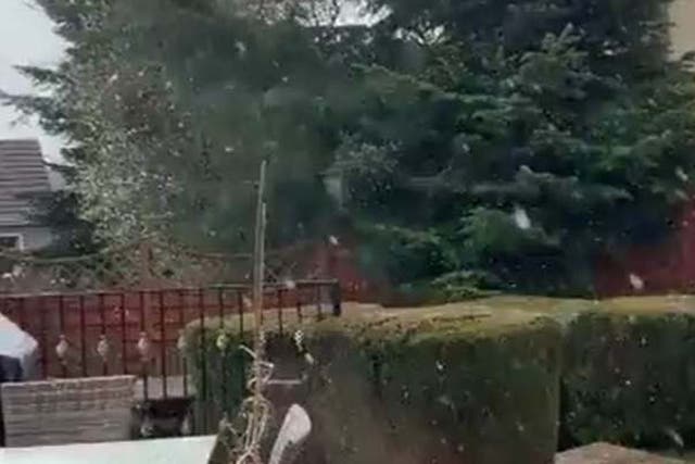 Photo of snow falling in West Yorkshire on 29 March 2020.