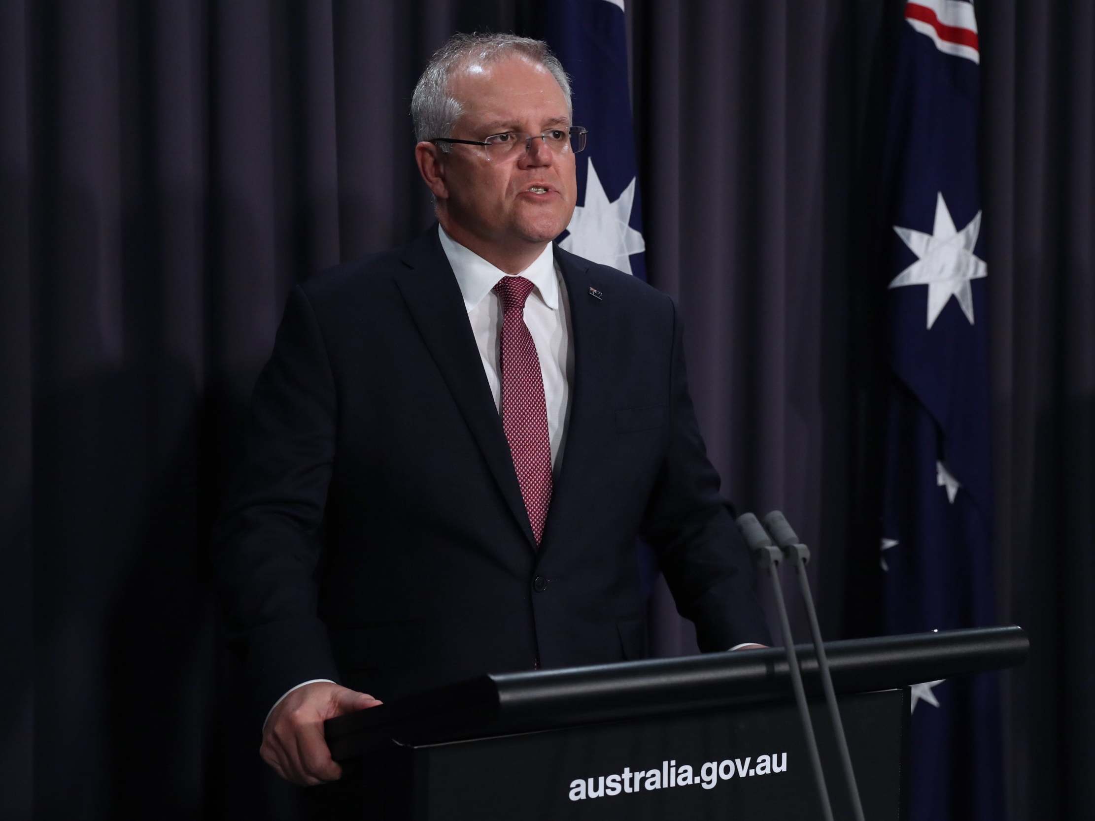 Australian Prime Minister Scott Morrison holds a press conference with Chief Medical Officer Murphy to update the public on the latest coronavirus measures