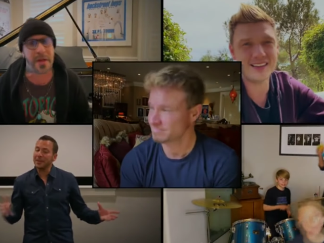 The Backstreet Boys reunite for a living room concert arranged by Elton John