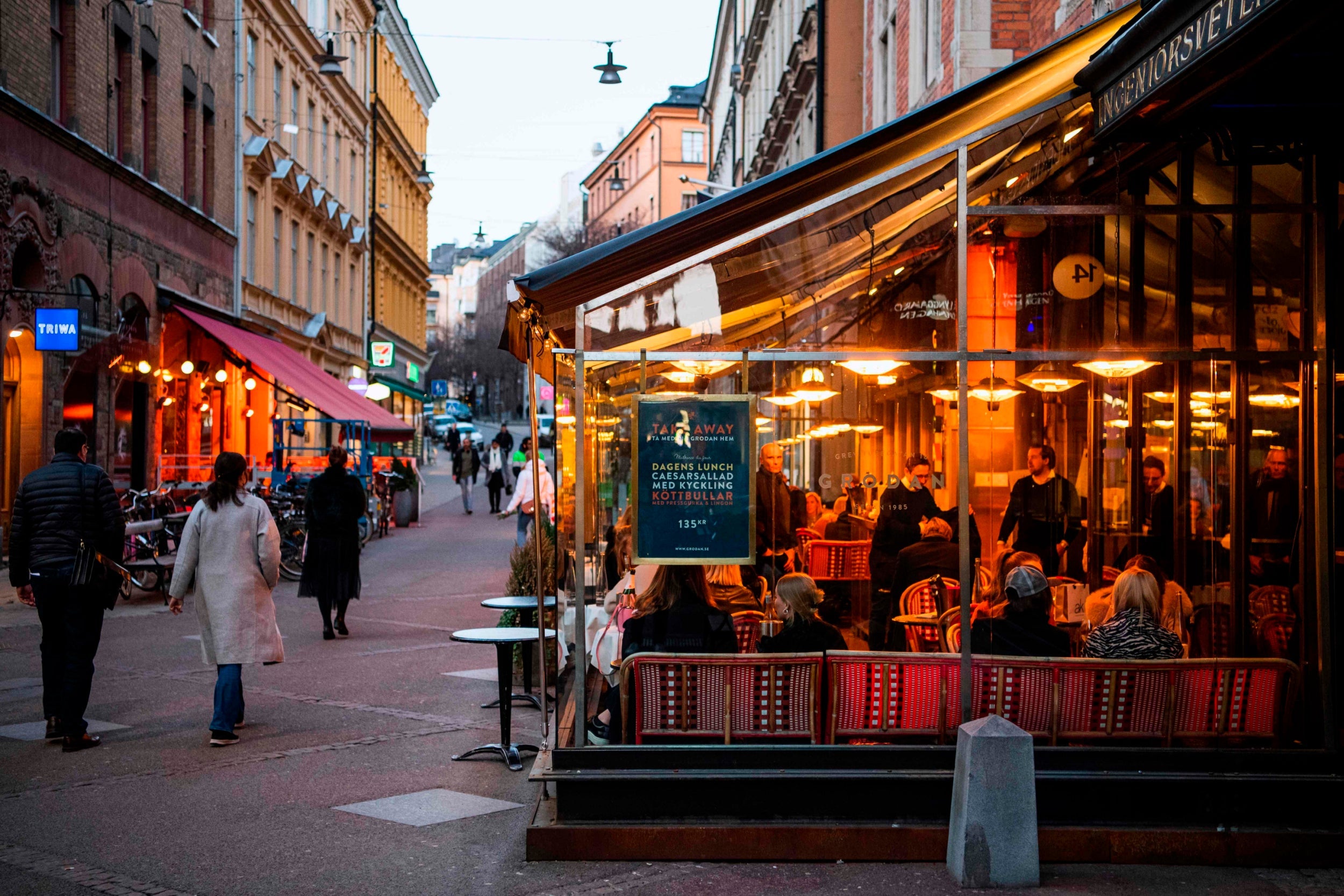 Remember that? People eating at a restaurant in Stockholm