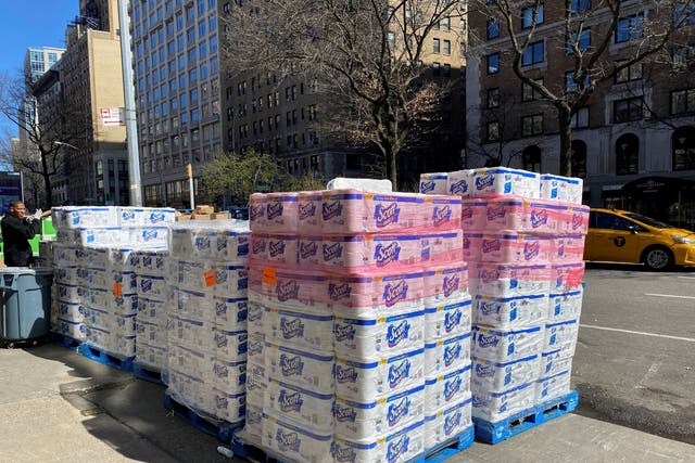 Roll up, roll up: toilet paper on sale in Manhattan, as panic buying hits New York