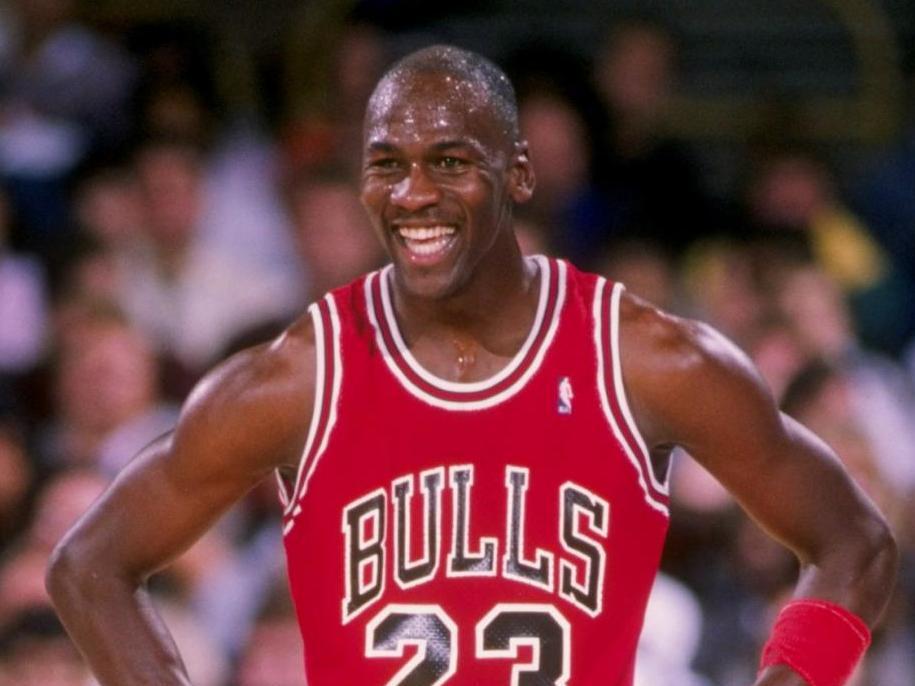 News Photo : Michael Jordan of the Chicago Bulls looks on