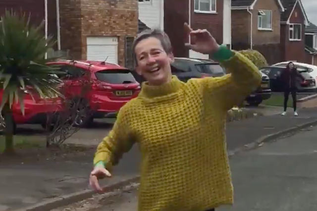 Elsa Williams shares video on Twitter of street partaking in socially distant dancing