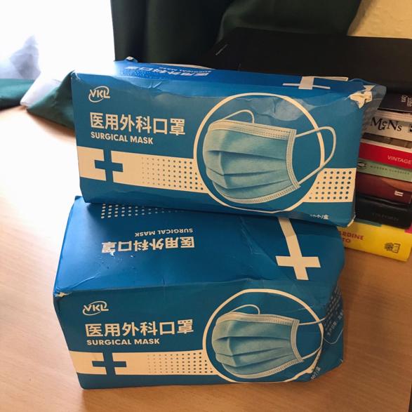 Zimo Wang’s face masks, sent to her in the UK by her home university in China