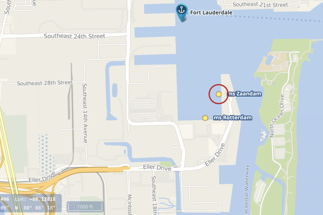 Home turf: Zaandam and her sister ship Rotterdam are now back in Fort Lauderdale, Florida