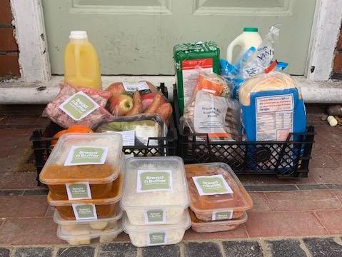 A food delivery dropped off at a north London home by social enterprise BreadnButter