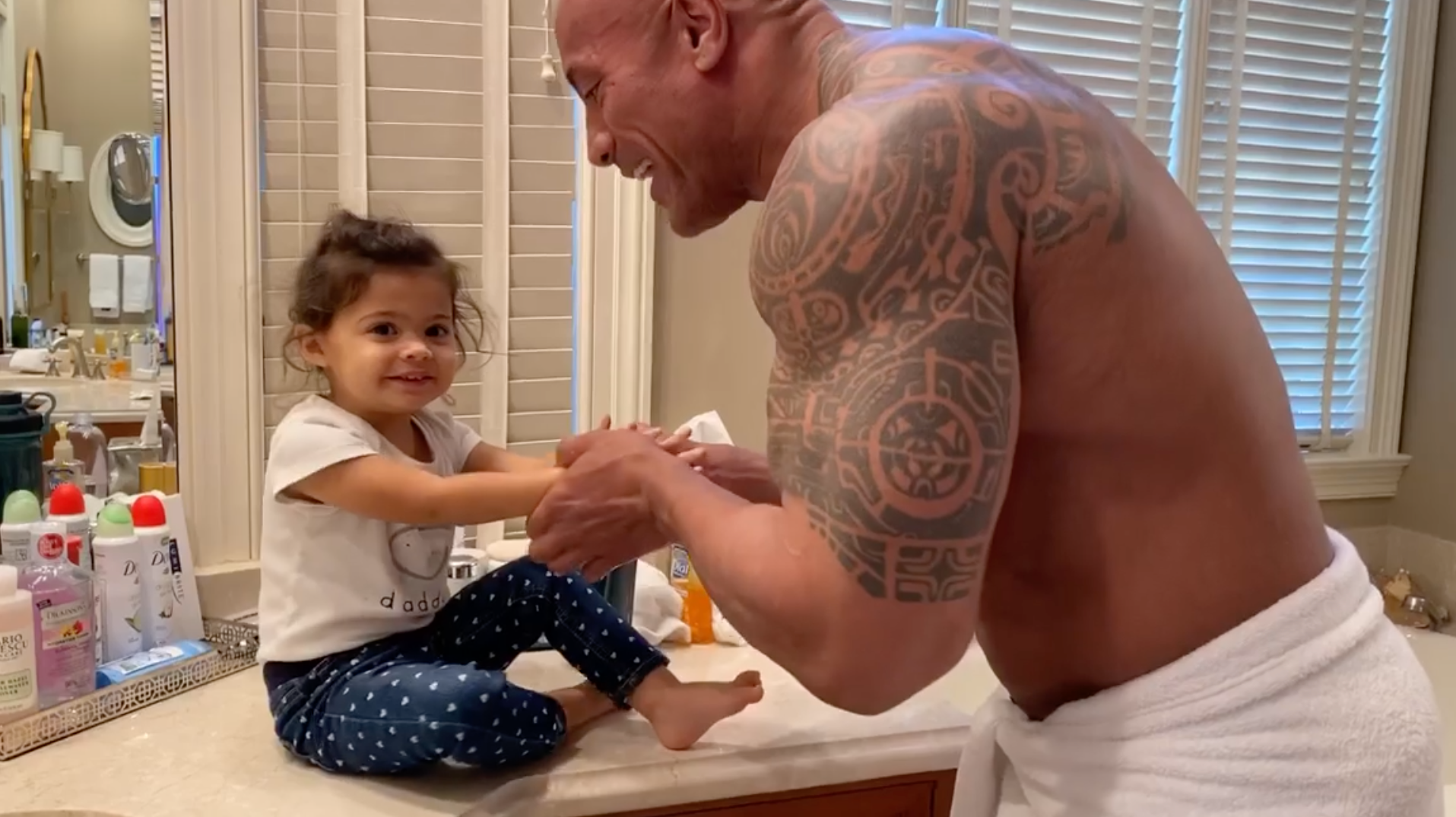 Dwayne Johnson and his youngest daughter Tia