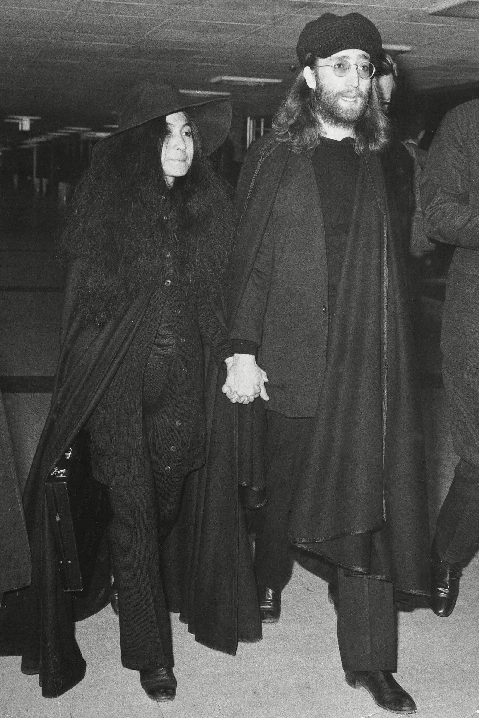 Yoko Ono and John Lennon at London Airport in 1969