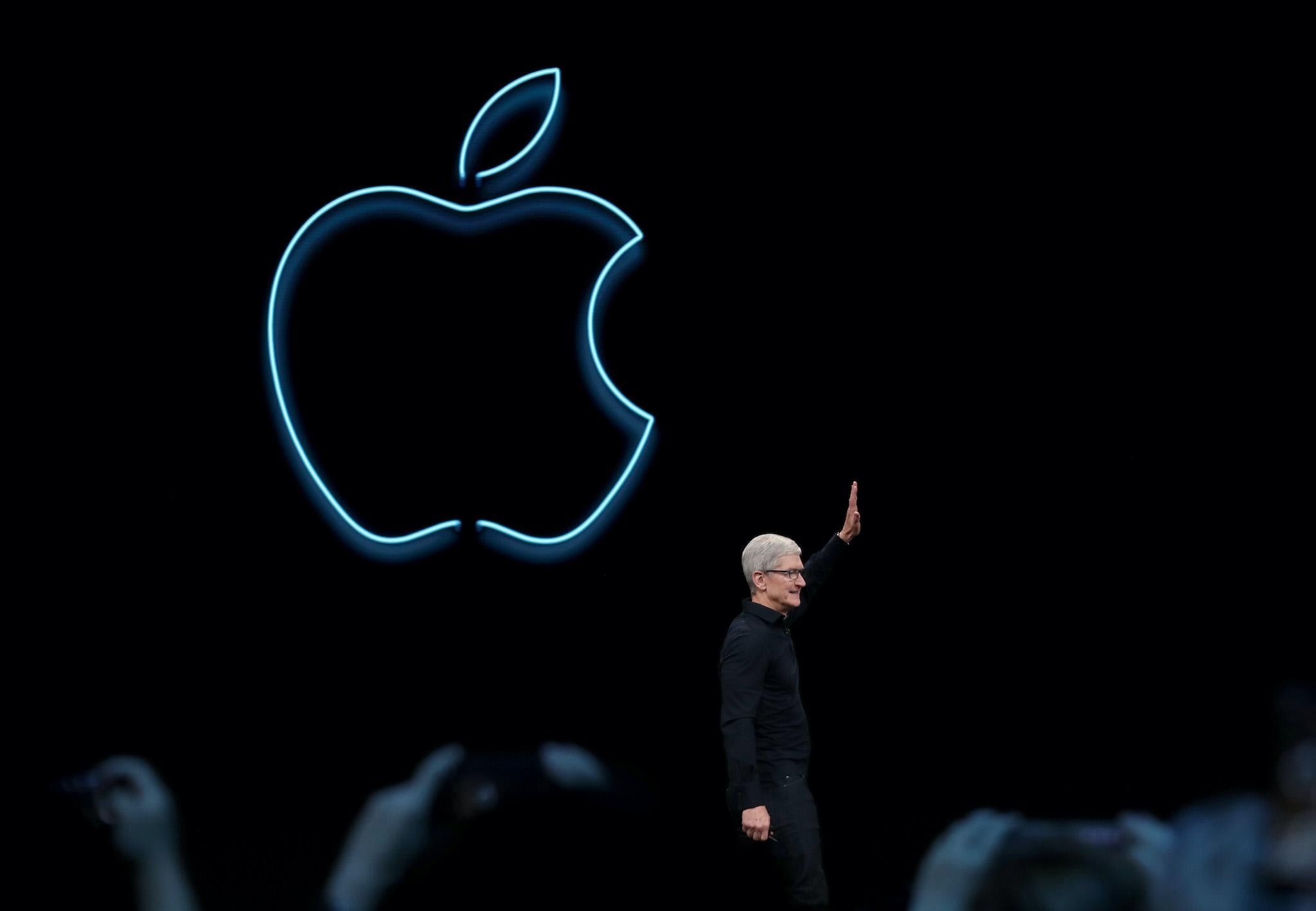 Apple CEO Tim Cook delivers the keynote address during the 2019 Apple Worldwide Developer Conference (WWDC) at the San Jose Convention Center on June 03, 2019 in San Jose, California