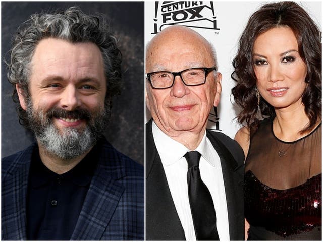 Michael Sheen, Rupert Murdoch and his former wife Wendi Deng