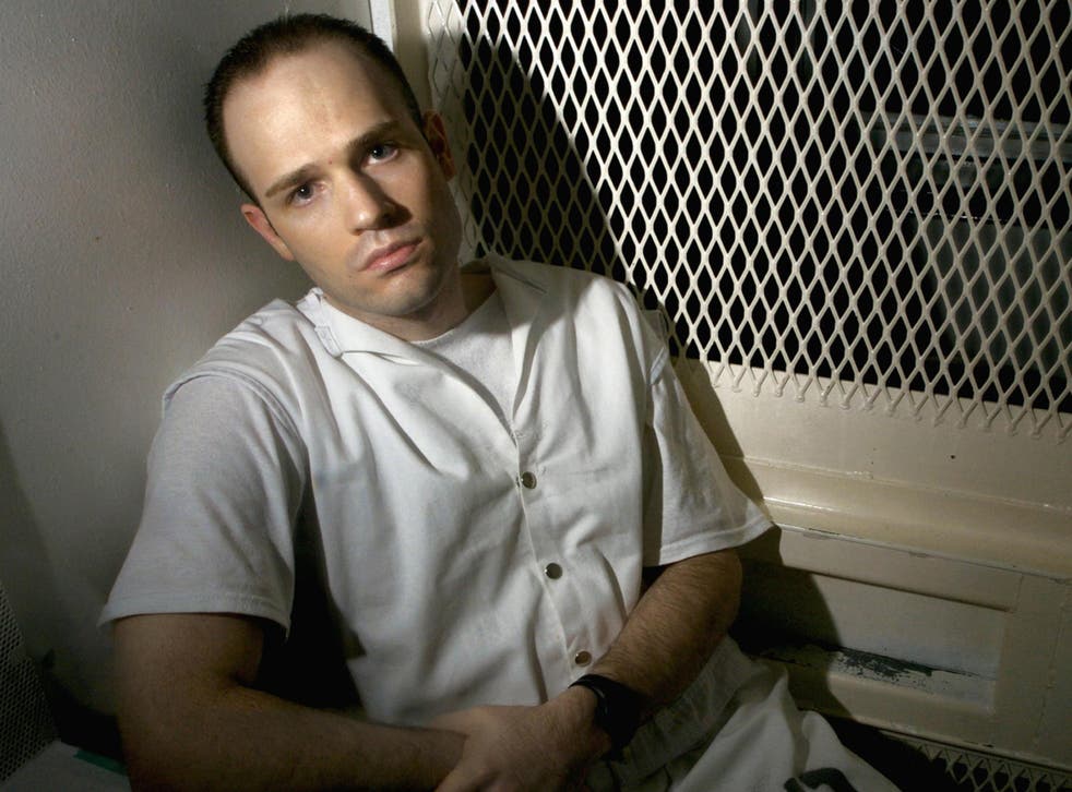 Randy Halprin in a visitation cell at the Polunsky Unit in Livingston, Texas