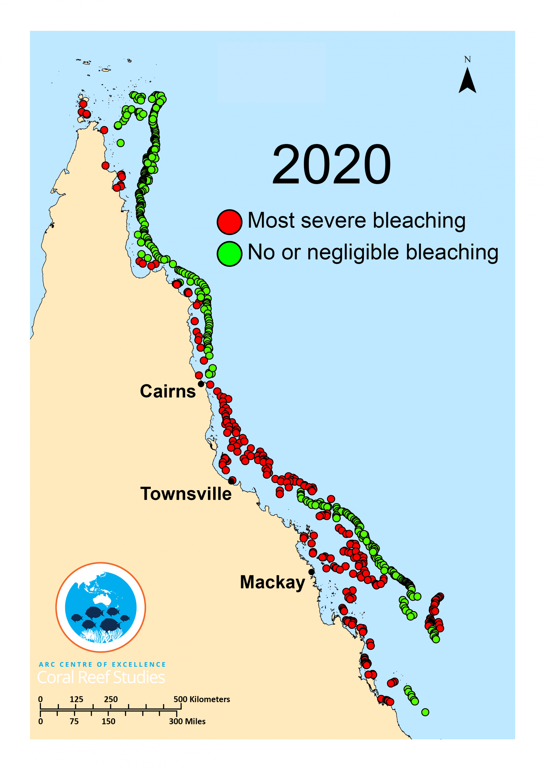 Great Barrier Reef coral bleaching 2020 (ARC Centre of Excellence Coral Reef Studies )