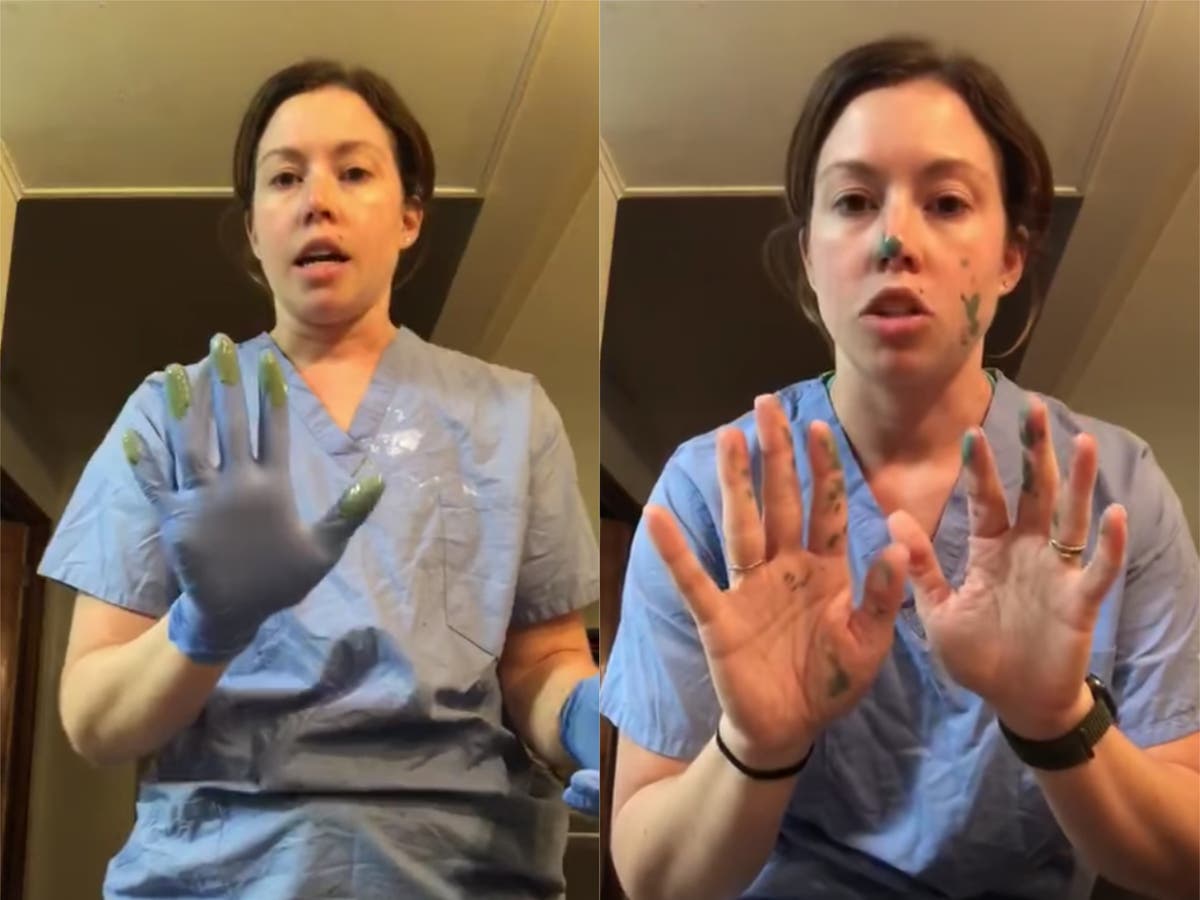 Coronavirus: Nurse demonstrates how wearing gloves can cause cross-contamination of germs