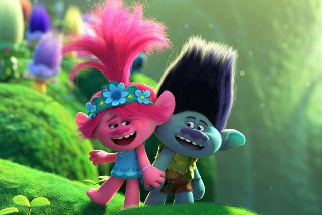Hair-raising: Poppy (left), voiced by Anna Kendrick, and Branch, voiced by Justin Timberlake