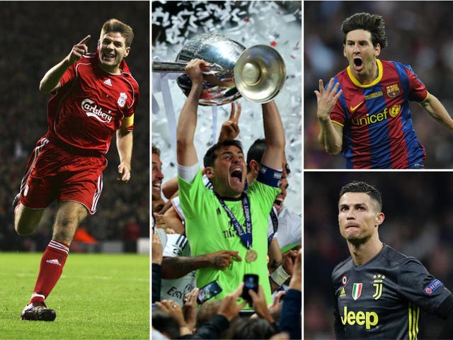 Steven Gerrard, Iker Casillas, Lionel Messi and Cristiano Ronaldo