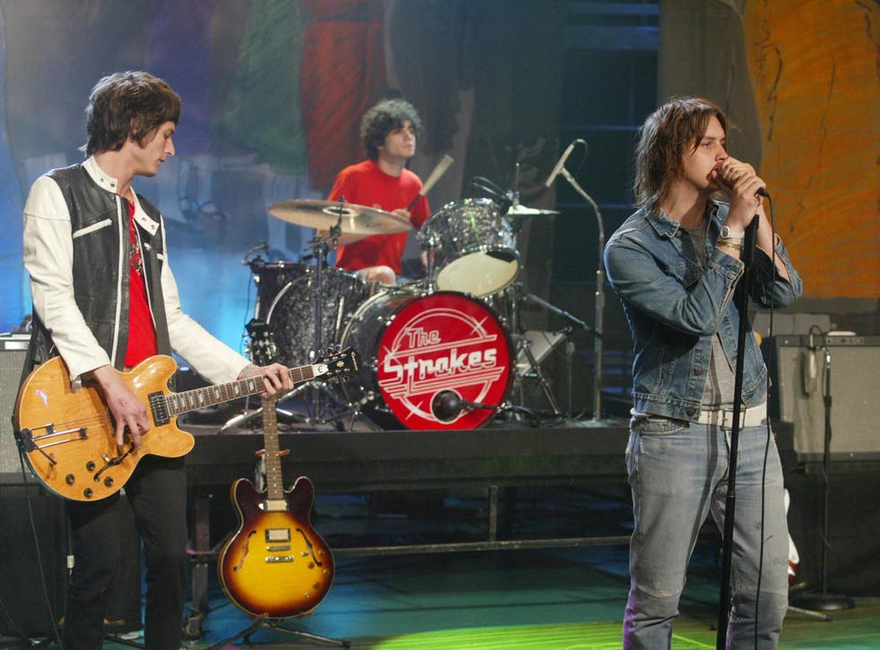 The Strokes – (from left) Nick Valensi, Fabrezio Moretti and Julian Casablancas – performing on ‘The Tonight Show with Jay Leno’ in 2002