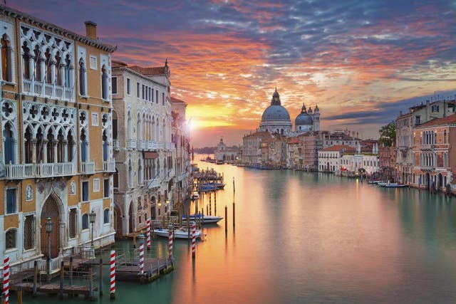 The Grand Canal in Venice, with Santa Maria della Salute Basilica in the background