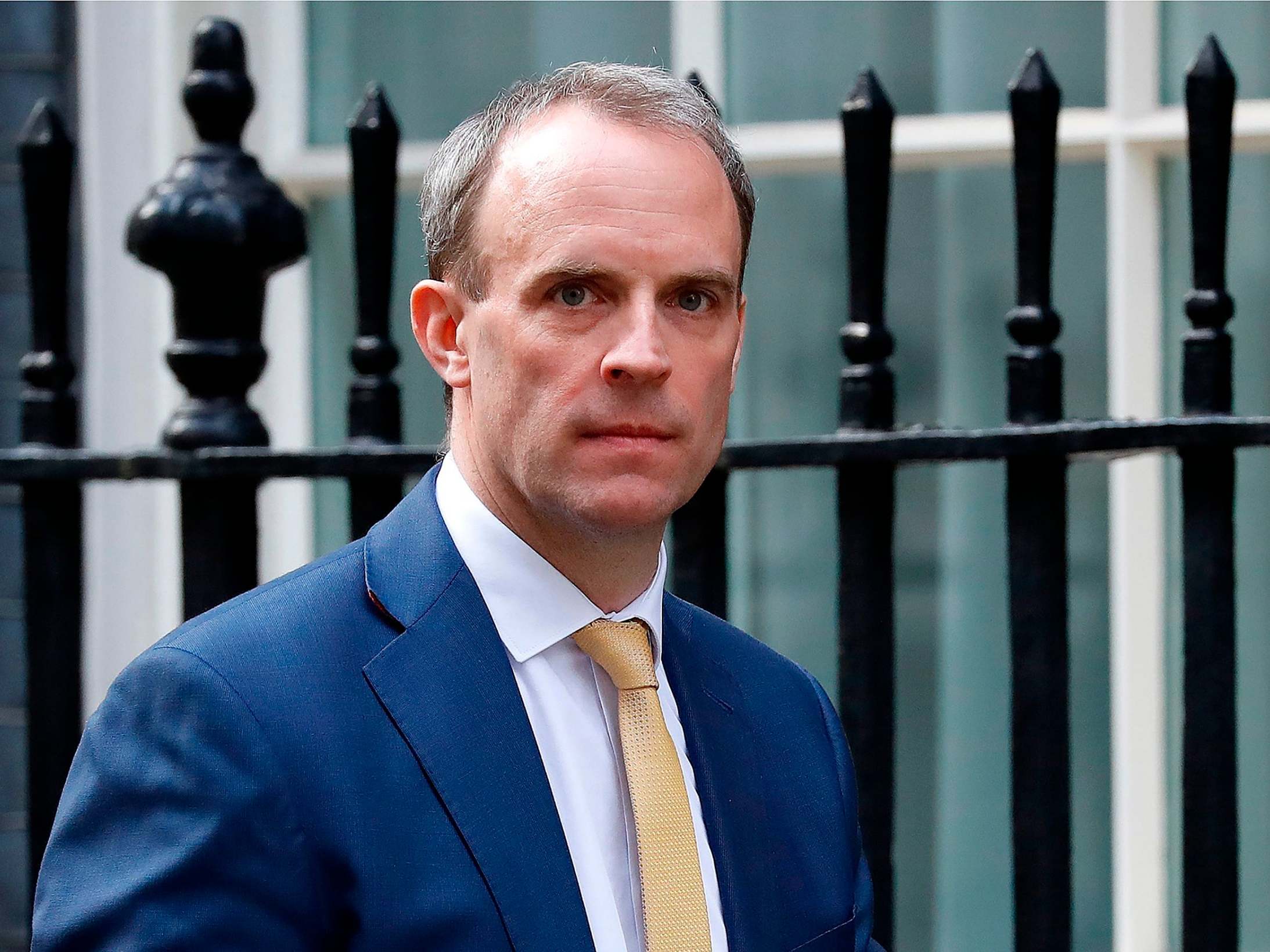Foreign Secretary Dominic Raab arrives at 10 Downing Street