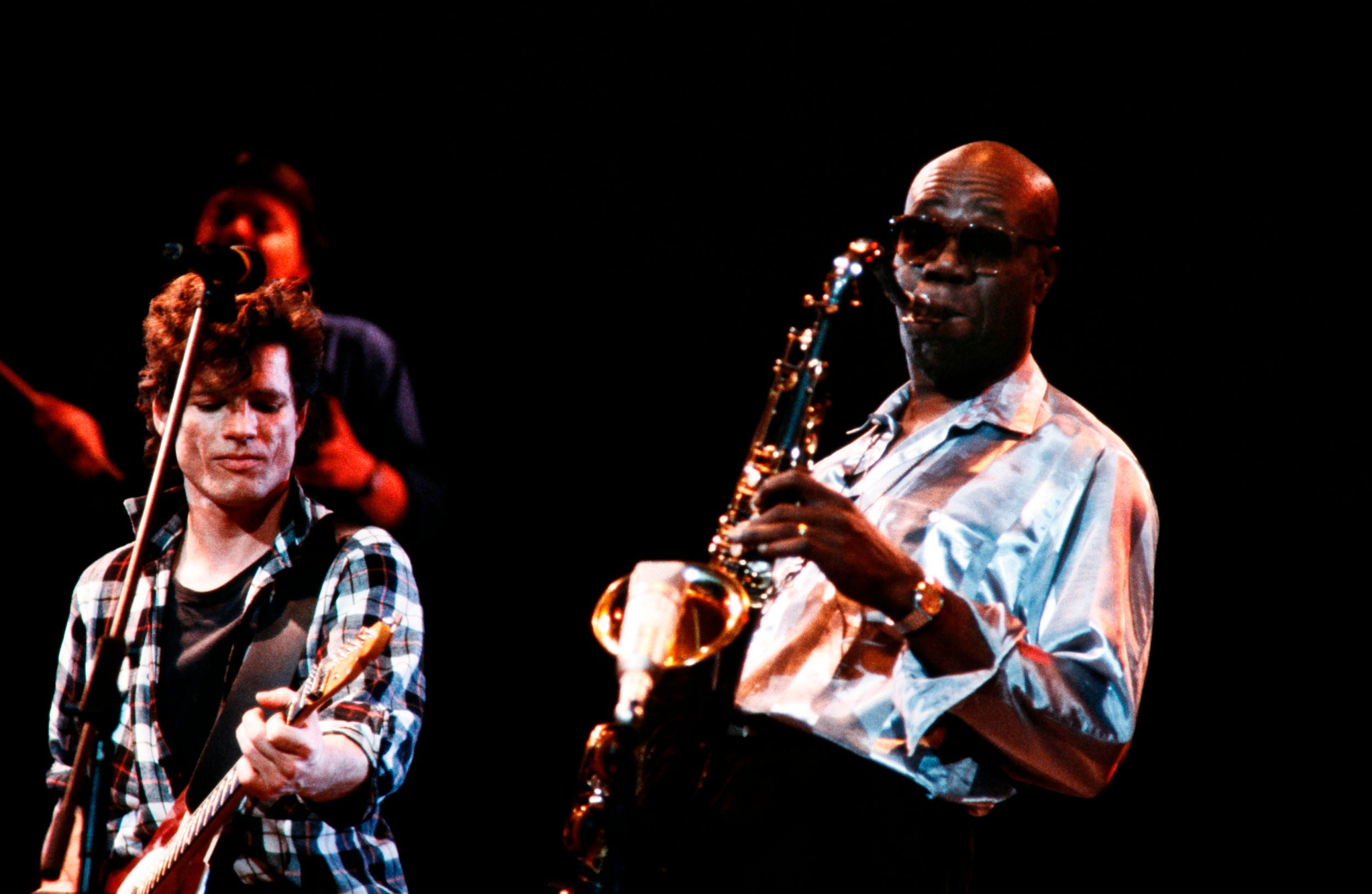 The saxophonist with guitarist Paul Personne at Printemps de Bourges festival in 1986 (AFP/Getty)