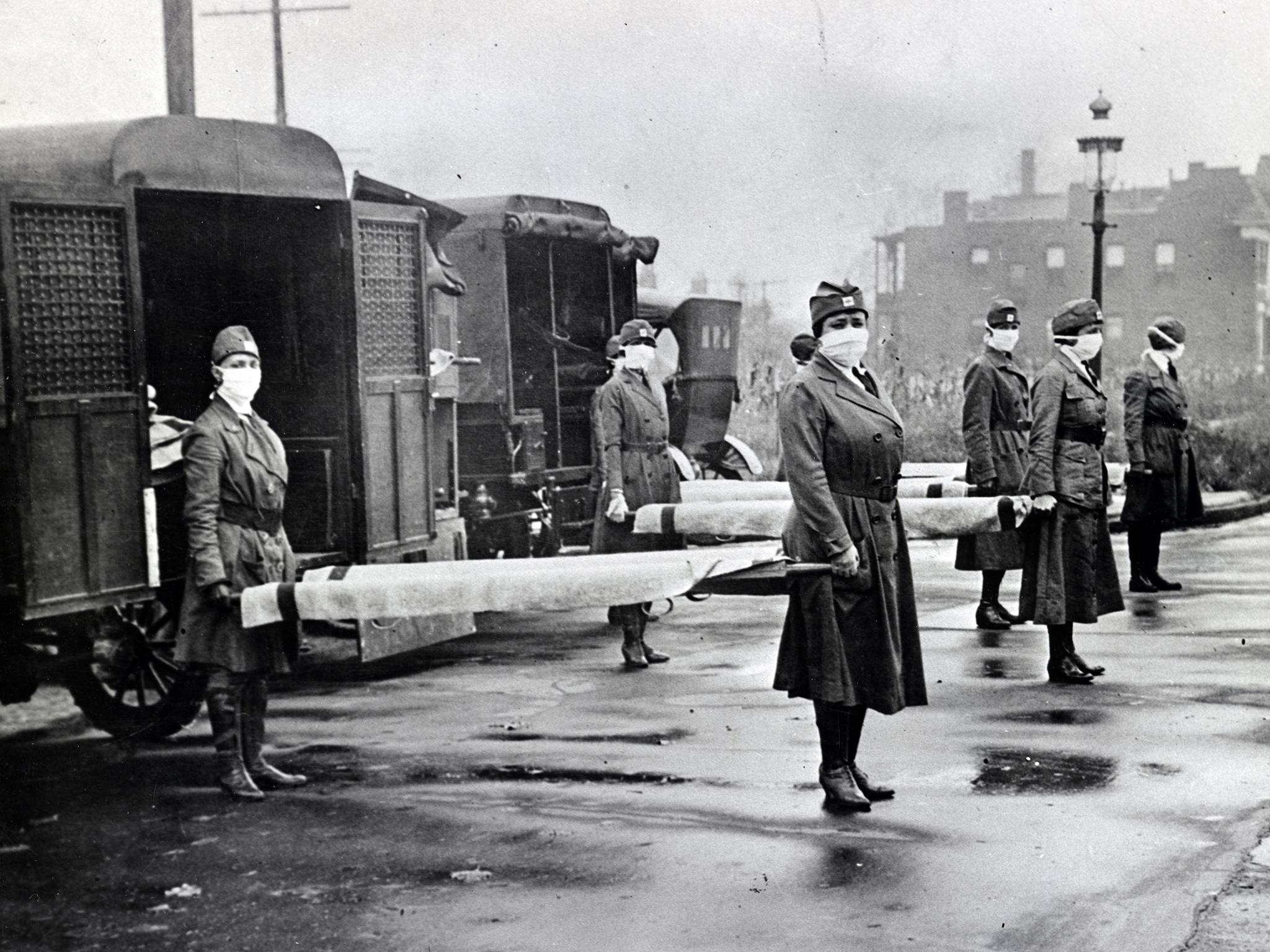 St Louis Red Cross Motor Corps on duty during the Spanish flu pandemic in 1918
