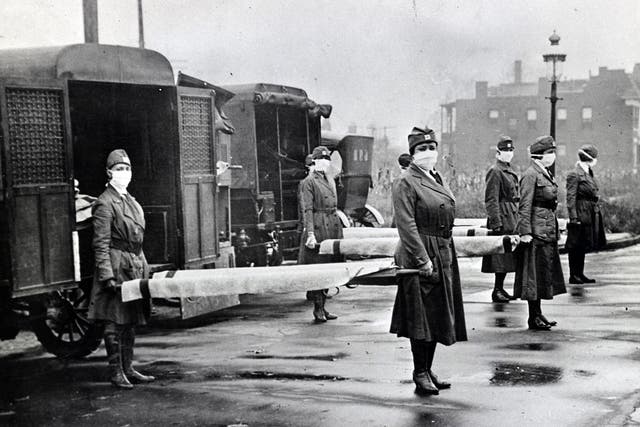 St Louis Red Cross Motor Corps on duty during the Spanish flu pandemic in 1918
