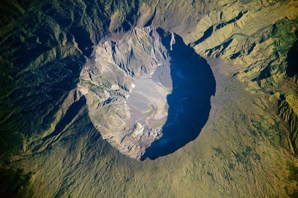 The crater of Mount Tambora, which last erupted in 1967 (Nasa)