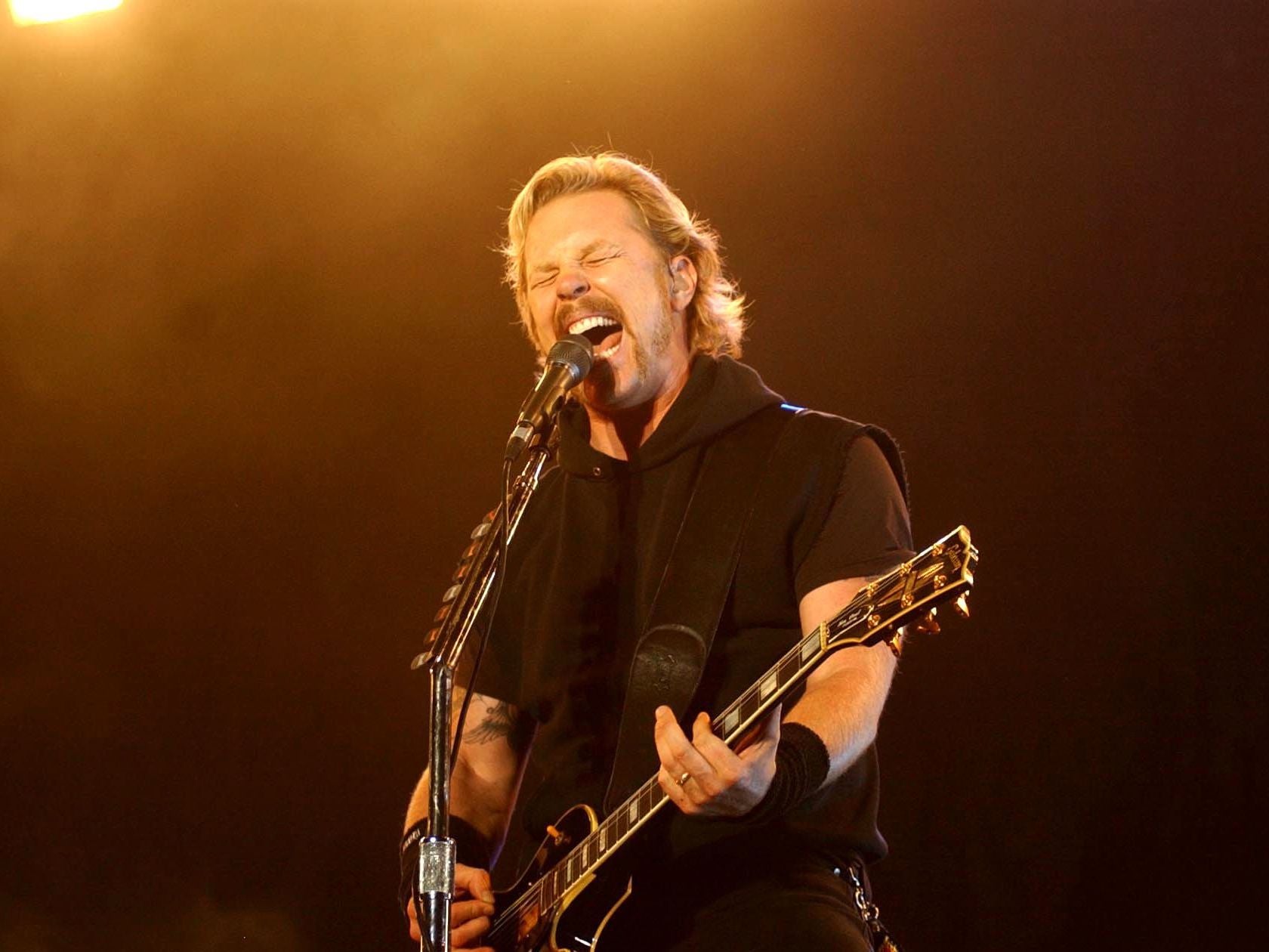 James Hatfield of Metallica in 2003 (Rex)