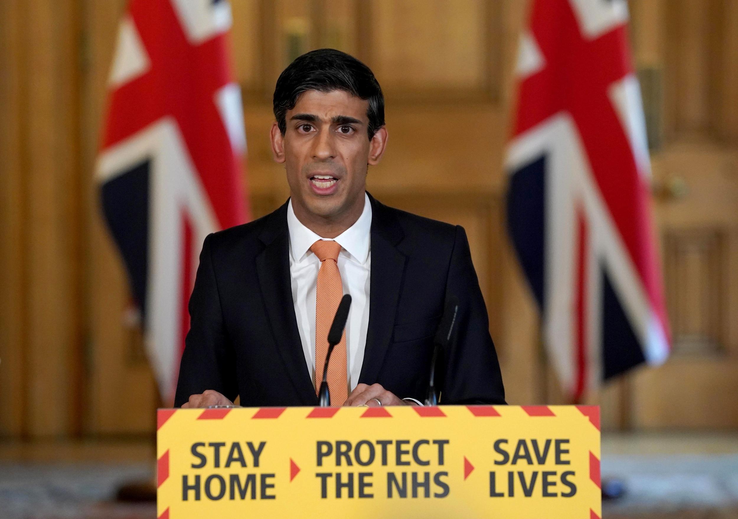 Chancellor Rishi Sunak speaks during a remote Covid-19 press conference inside No 10 last week