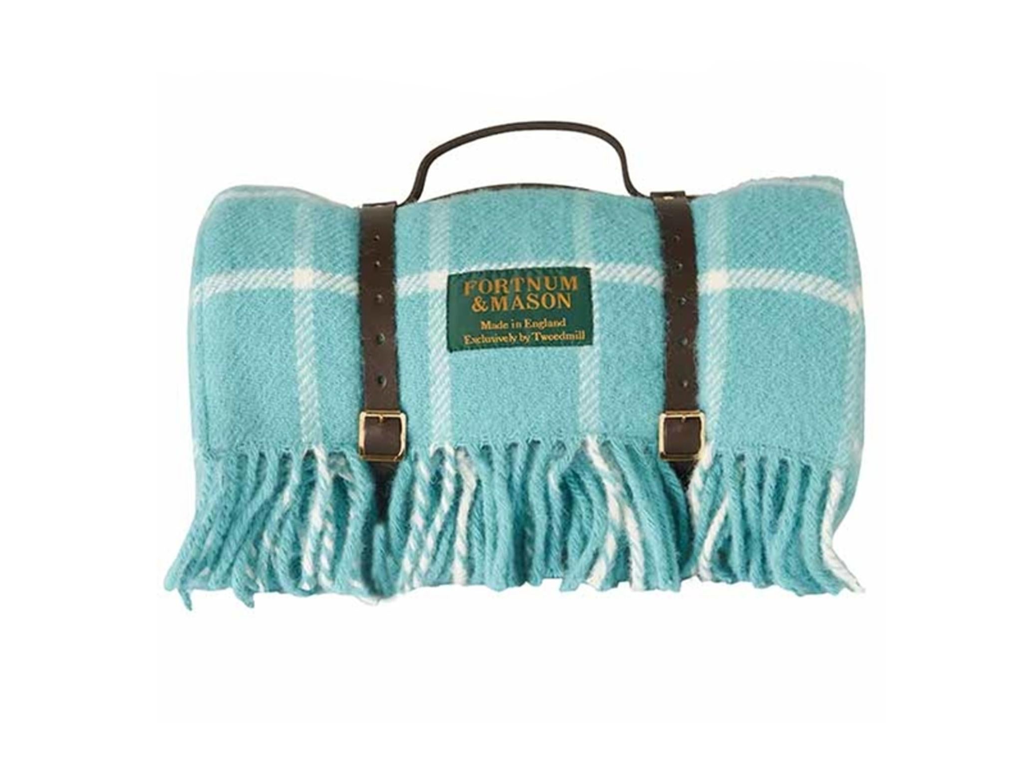 Splash out on this luxurious picnic blanket for dinner under the stars (Fortnum &amp; Mason)