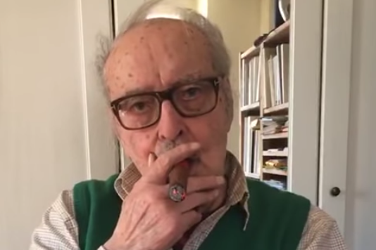 Jean-Luc Godard giving a masterclass on Instagram live on 7 April 2020.